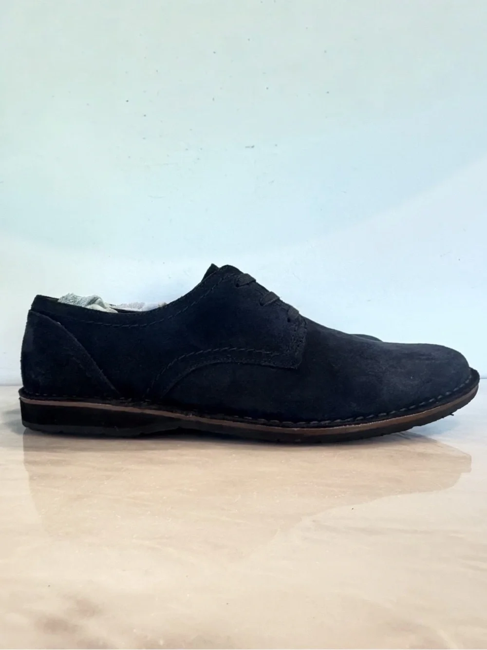 John Varvatos USA Blue Suede Derby Shoes Mens 11 Navy Lace Up Casual Dress